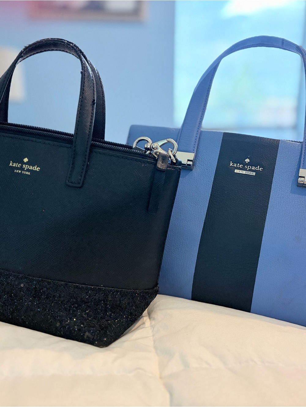 kate spade Black and Blue Colorblock Tote Duo, Lot of 2
